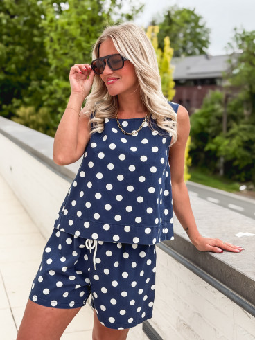 Short à pois Sylva - Bleu marine/Blanc
