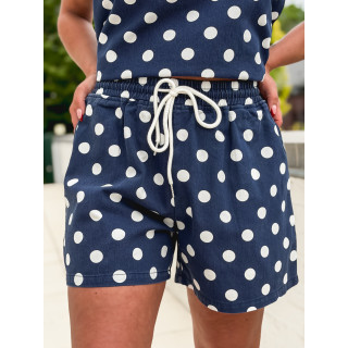 Short à pois Sylva - Bleu marine/Blanc
