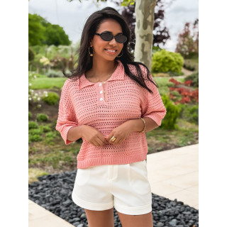 Blouse en crochet Arabel - Rose