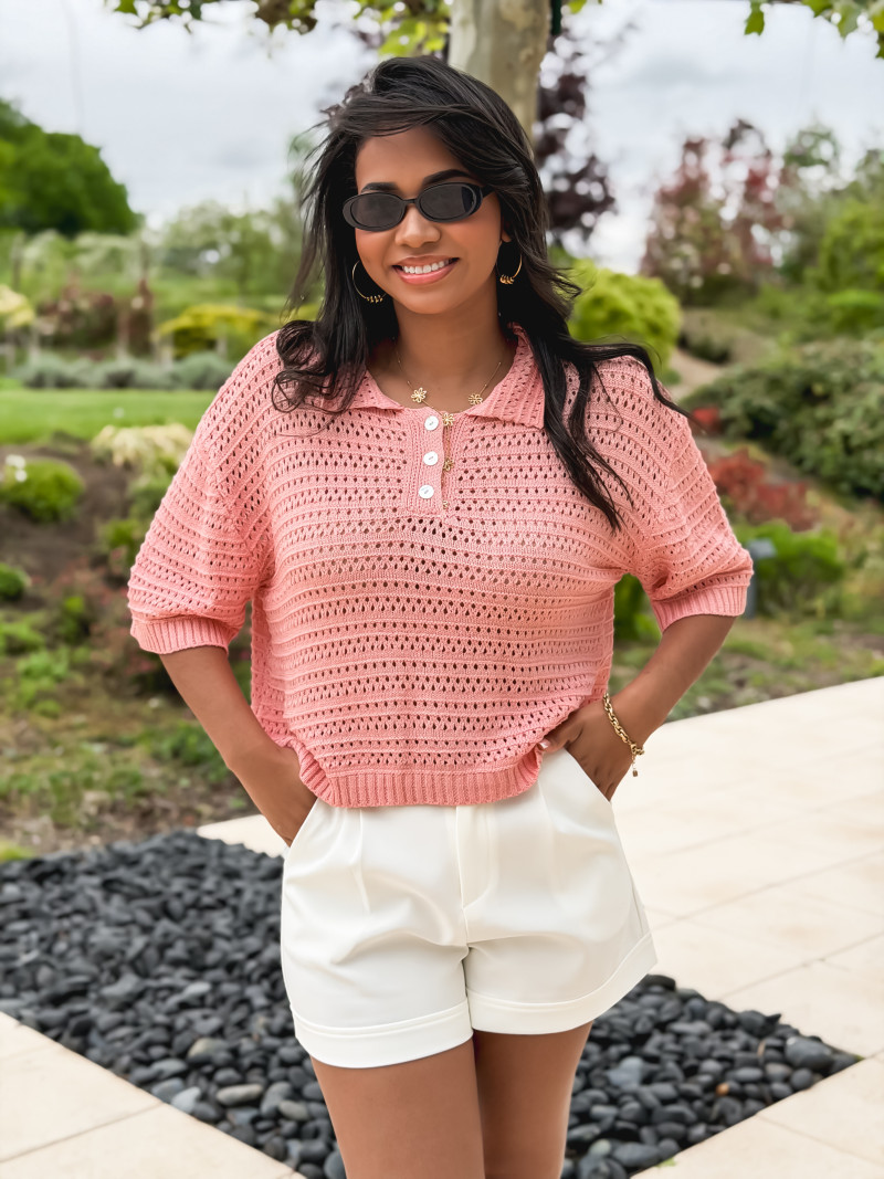 Blouse en crochet Arabel - Rose