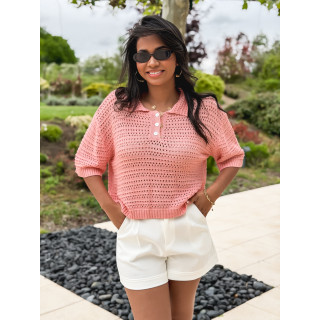 Blouse en crochet Arabel - Rose