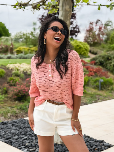 Blouse en crochet Arabel - Rose