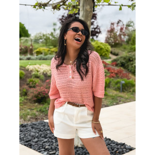 Blouse en crochet Arabel - Rose