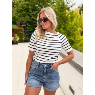 Blouse Loréva - Blanc/Bleu marine