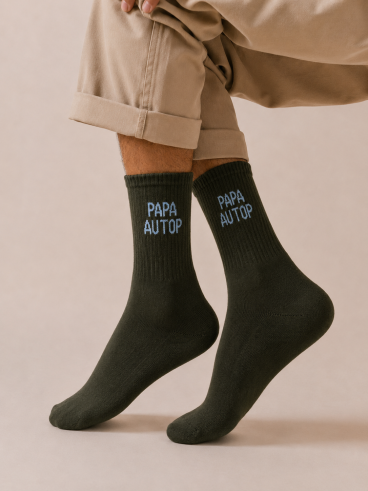 Chaussettes "Papa au top" - Kaki