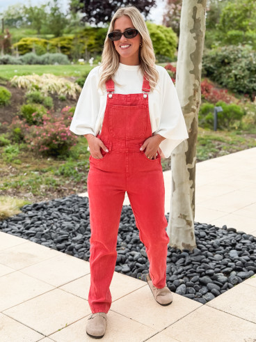 Salopette en jeans Erika - Rouge