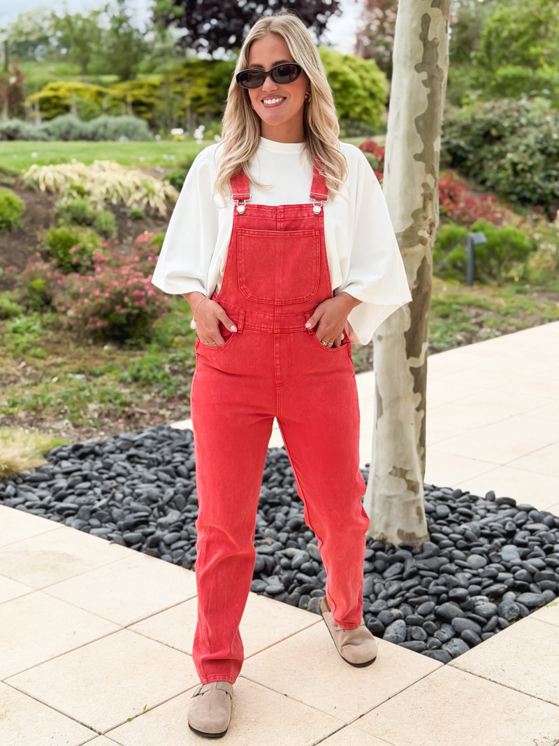 Salopette en jeans Erika - Rouge