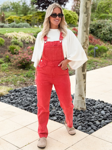 Salopette en jeans Erika - Rouge