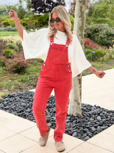 Salopette en jeans Erika - Rouge