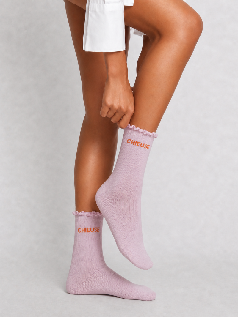 Chaussettes "Chieuse" - Rose clair