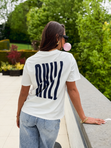 T-shirt "Chill" - Blanc/Bleu marine