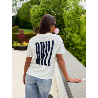 T-shirt "Chill" - Blanc/Bleu marine