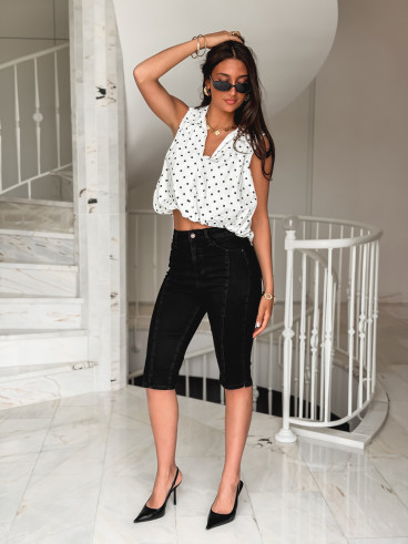 Blouse à pois Alixane - Blanc/Noir