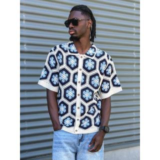 Chemise en crochet Emiliano - Bleu