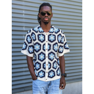 Chemise en crochet Emiliano - Bleu