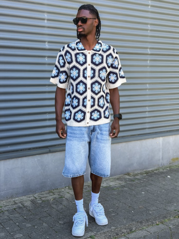 Chemise en crochet Emiliano - Bleu