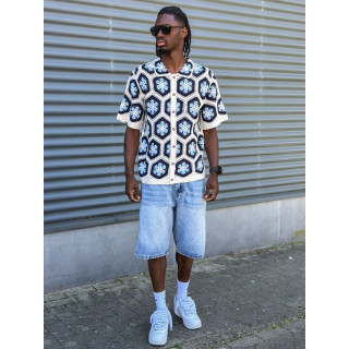 Chemise en crochet Emiliano - Bleu