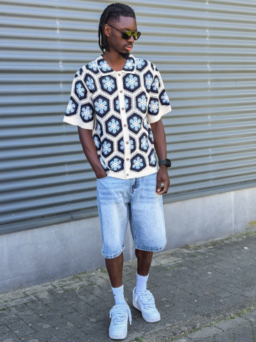 Chemise en crochet Emiliano - Bleu