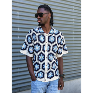 Chemise en crochet Emiliano - Bleu