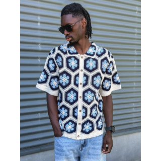 Chemise en crochet Emiliano - Bleu