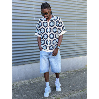 Chemise en crochet Emiliano - Bleu
