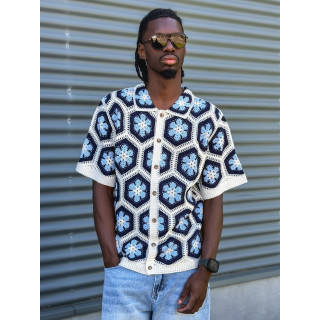 Chemise en crochet Emiliano - Bleu