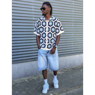 Chemise en crochet Emiliano - Bleu