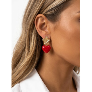Boucles d'oreilles Altara - Doré/Rouge