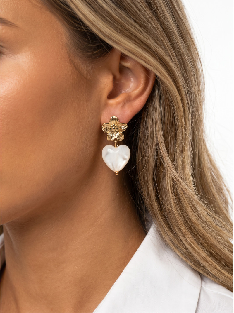 Boucles d'oreilles Altara - Doré/Ecru