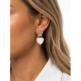 Boucles d'oreilles Altara - Doré/Ecru