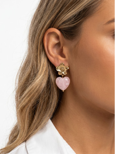 Boucles d'oreilles Altara - Doré/Rose