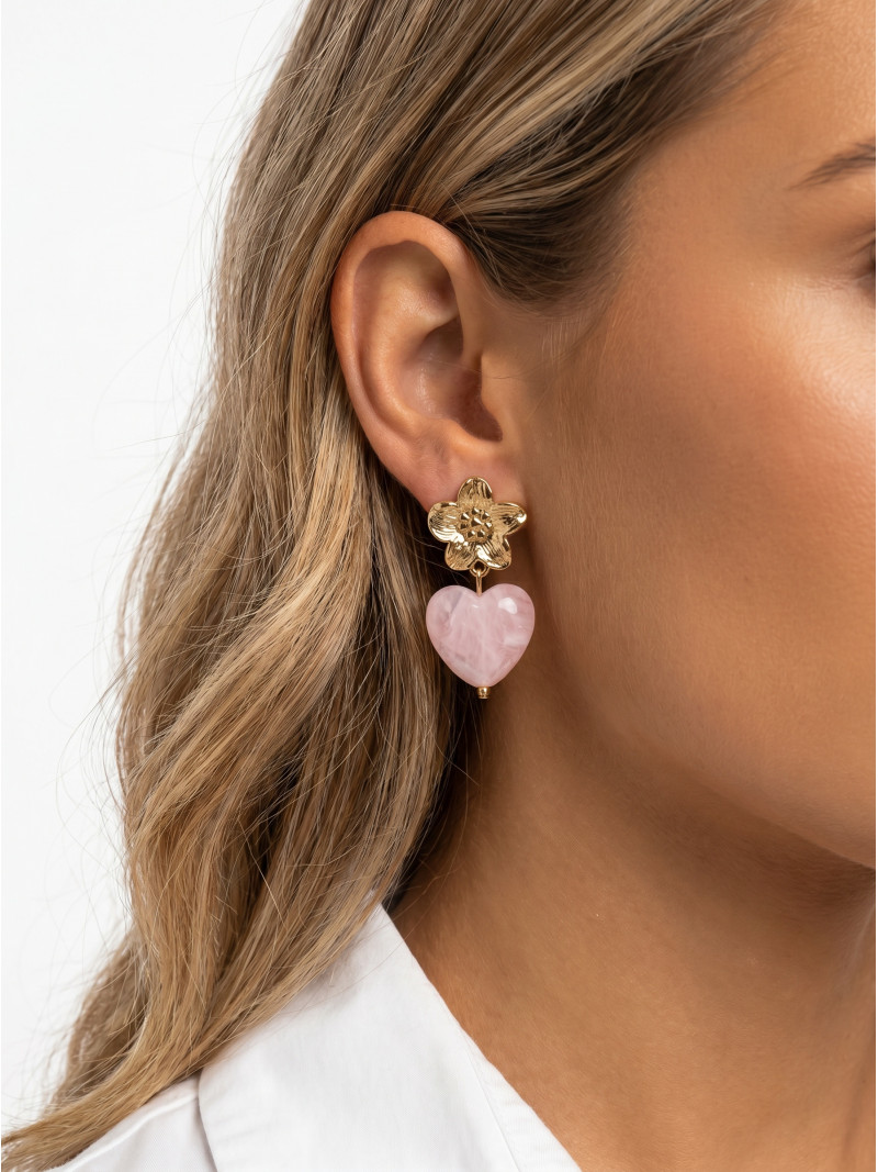 Boucles d'oreilles Altara - Doré/Rose