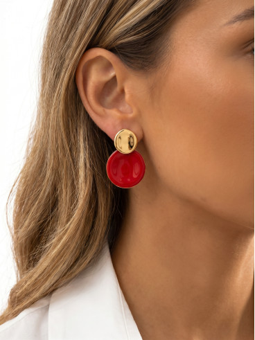 Boucles d'oreilles Andara - Doré/Rouge