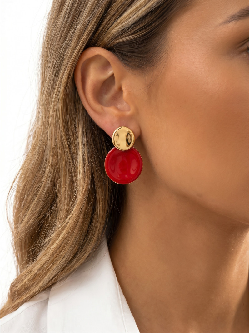 Boucles d'oreilles Andara - Doré/Rouge