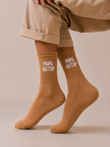 Chaussettes "Papa au top" - Moutarde