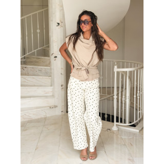 Pantalon à pois Fleur - Beige/marron