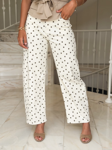 Pantalon à pois Fleur - Beige/marron