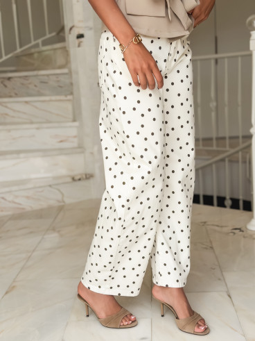 Pantalon à pois Fleur - Beige/marron
