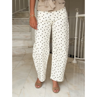Pantalon à pois Fleur - Beige/marron