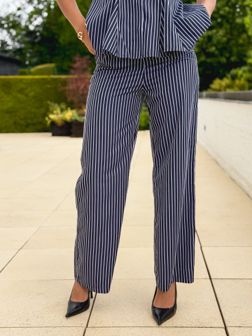 Pantalon ligné Roselyne - Bleu marine