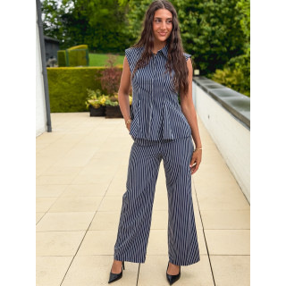 Pantalon ligné Roselyne - Bleu marine