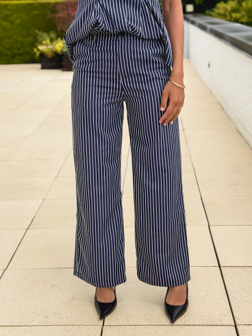 Pantalon ligné Roselyne - Bleu marine Pantalon ligné Roselyne - Bleu marine