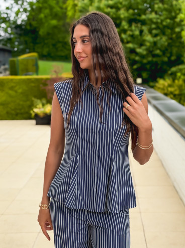 Chemise lignée Roselyne - Bleu marine