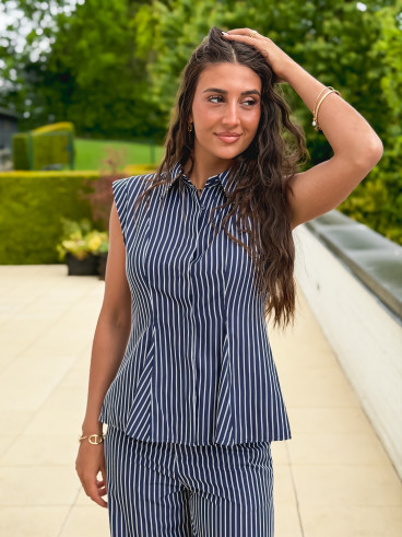Chemise lignée Roselyne - Bleu marine