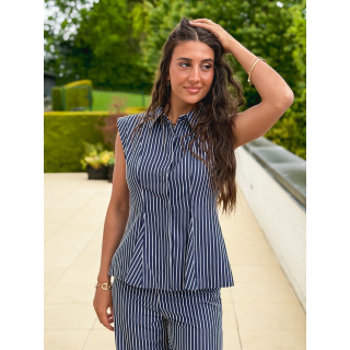 Chemise lignée Roselyne - Bleu marine