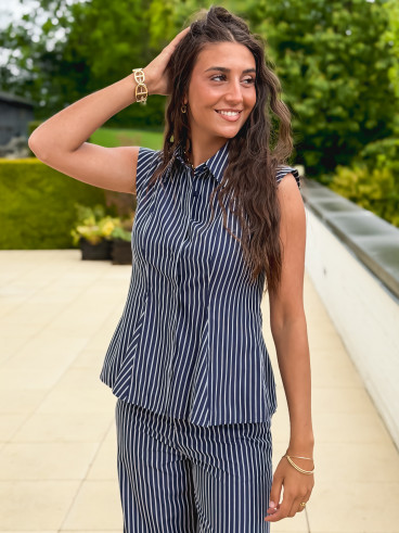 Chemise lignée Roselyne - Bleu marine