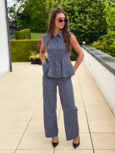Chemise lignée Roselyne - Bleu marine