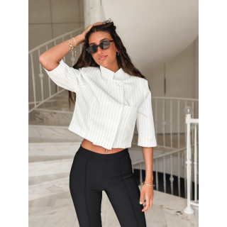 Blazer court ligné Kenza - Blanc