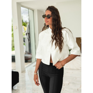 Blazer court ligné Kenza - Blanc