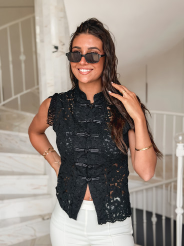 Blouse en dentelle Taylee - Noir